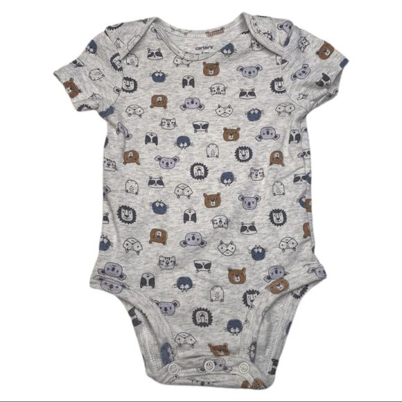 Carter’s Animal Faces Short Sleeve Bodysuit - Picture 1 of 3